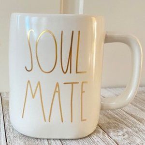RAE DUNN "SOULMATE" Gold Letter Ceramic Mug NWT
